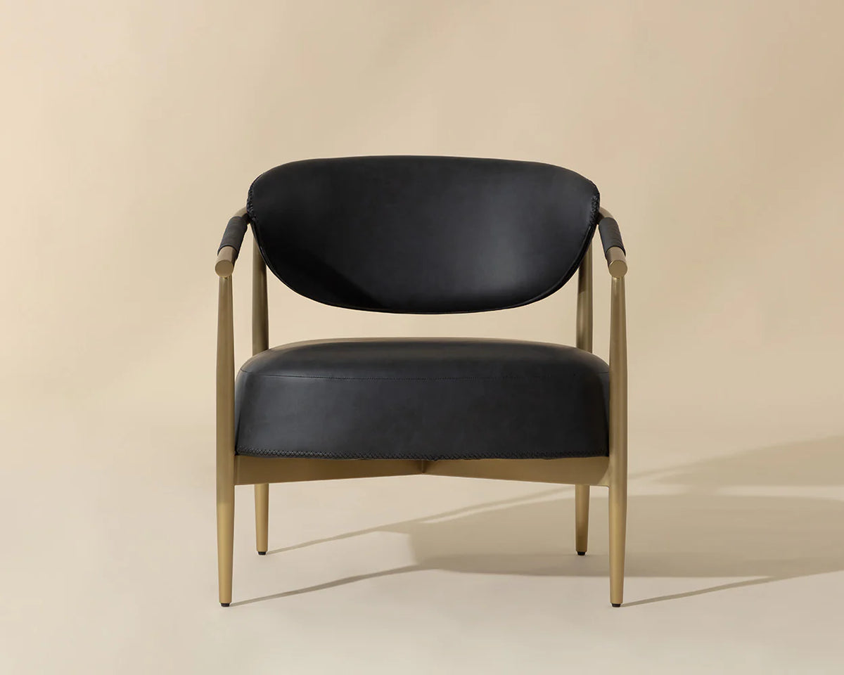 Heloise Black Faux Leather & Gold Accent Chair