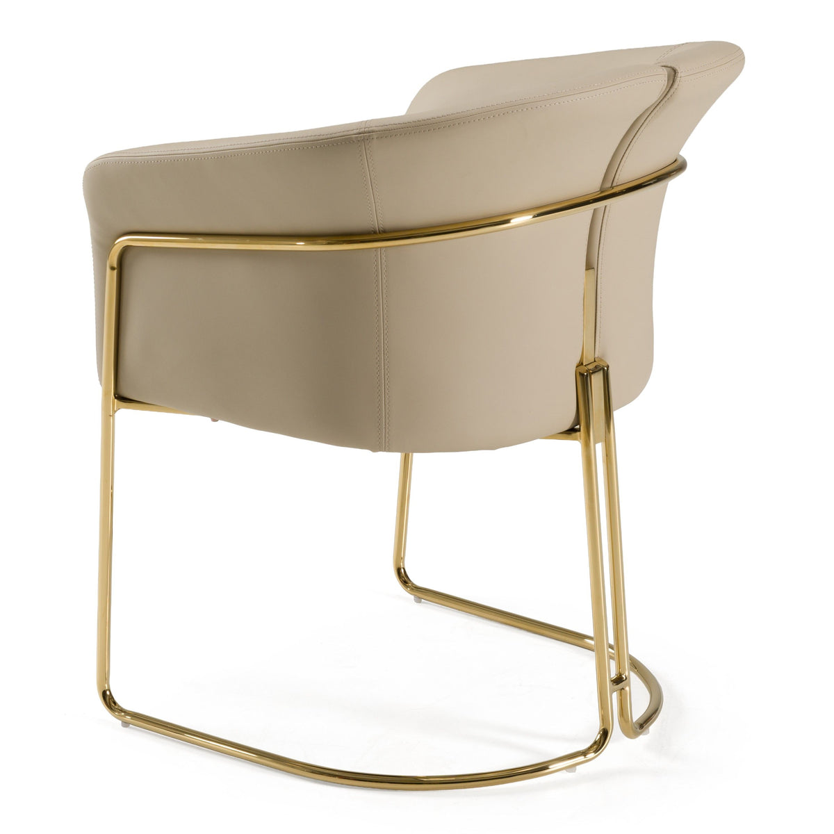 Corita Beige Vegan Leather + Champagne Gold Dining Chair