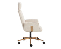 Kalev Cream Plush Fabric & Gold Desk Chair