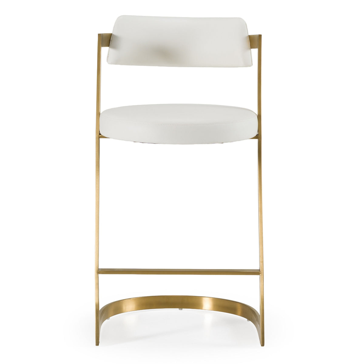 Diana White Leatherette & Gold Counter Stool