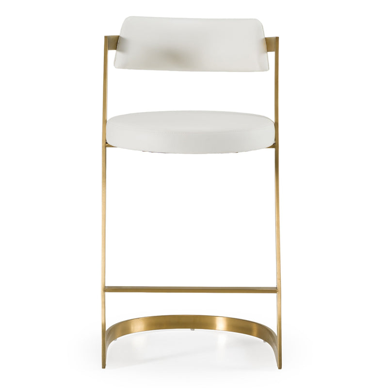 Diana White Leatherette & Gold Counter Stool