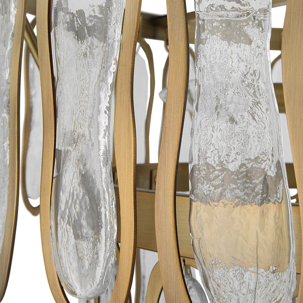 Valor 28" Round Glass & Rich Antique Brass Two Tier Pendant