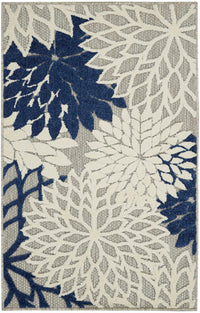 Annitra Indoor/Outdoor Ivory & Navy Area Rug - Elegance Collection