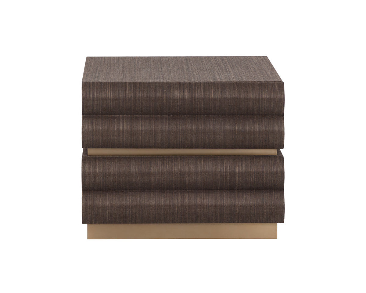 Subira Chocolate Raffia & Gold Nightstand