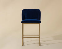 Nevin Sapphire Blue & Antique Brass Counter Stool
