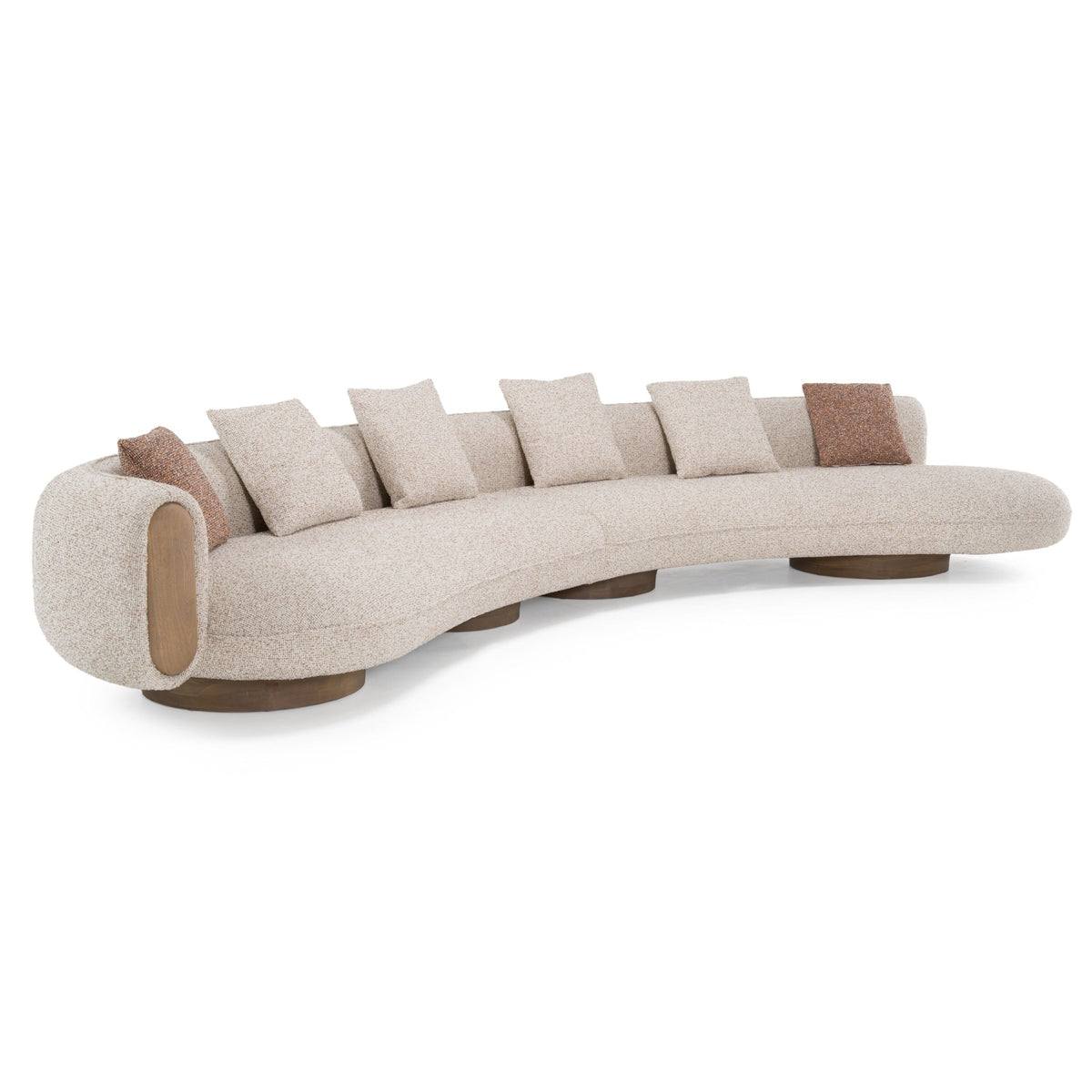 Olin 165.4" Modern 3-Piece Multicolored Boucle Fabric & Ash Sectional Sofa