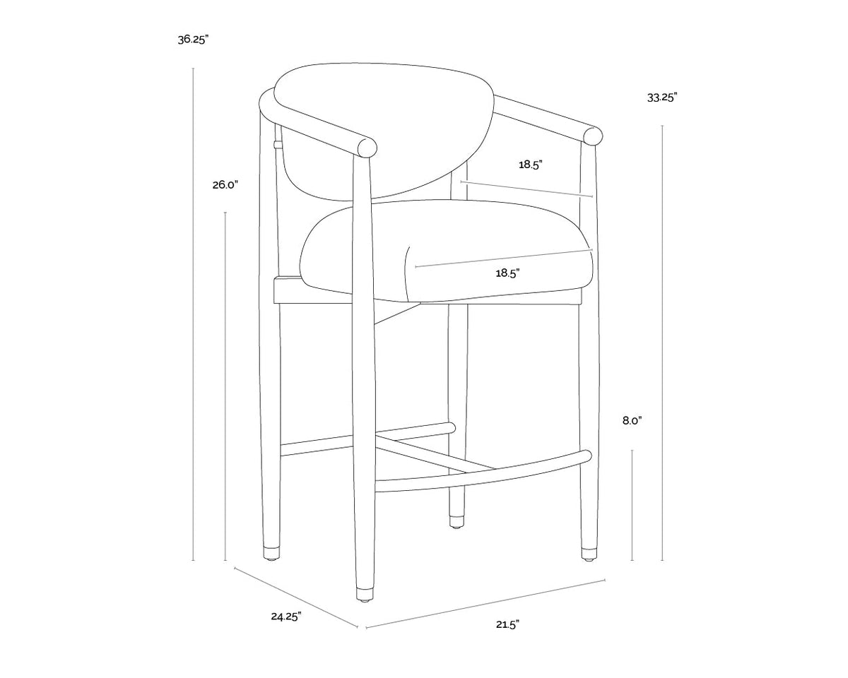 Sigrid Oatmeal Upholstered Oak Counter Stool