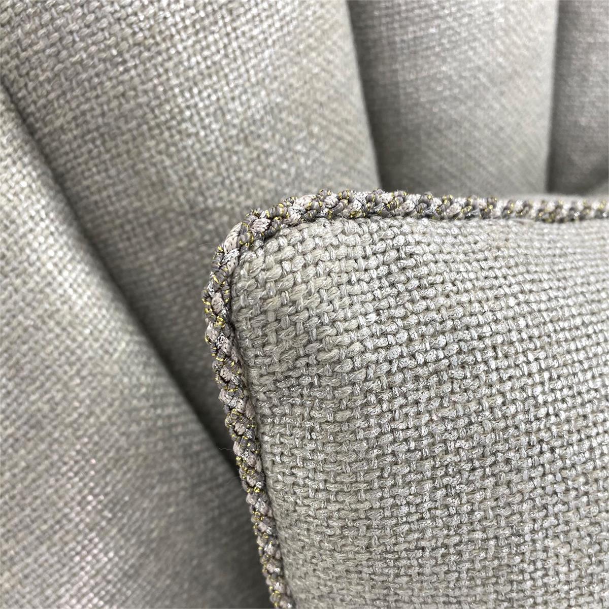 Waterfall Silver Glazed Linen Chair with Moonstone Arm Caps