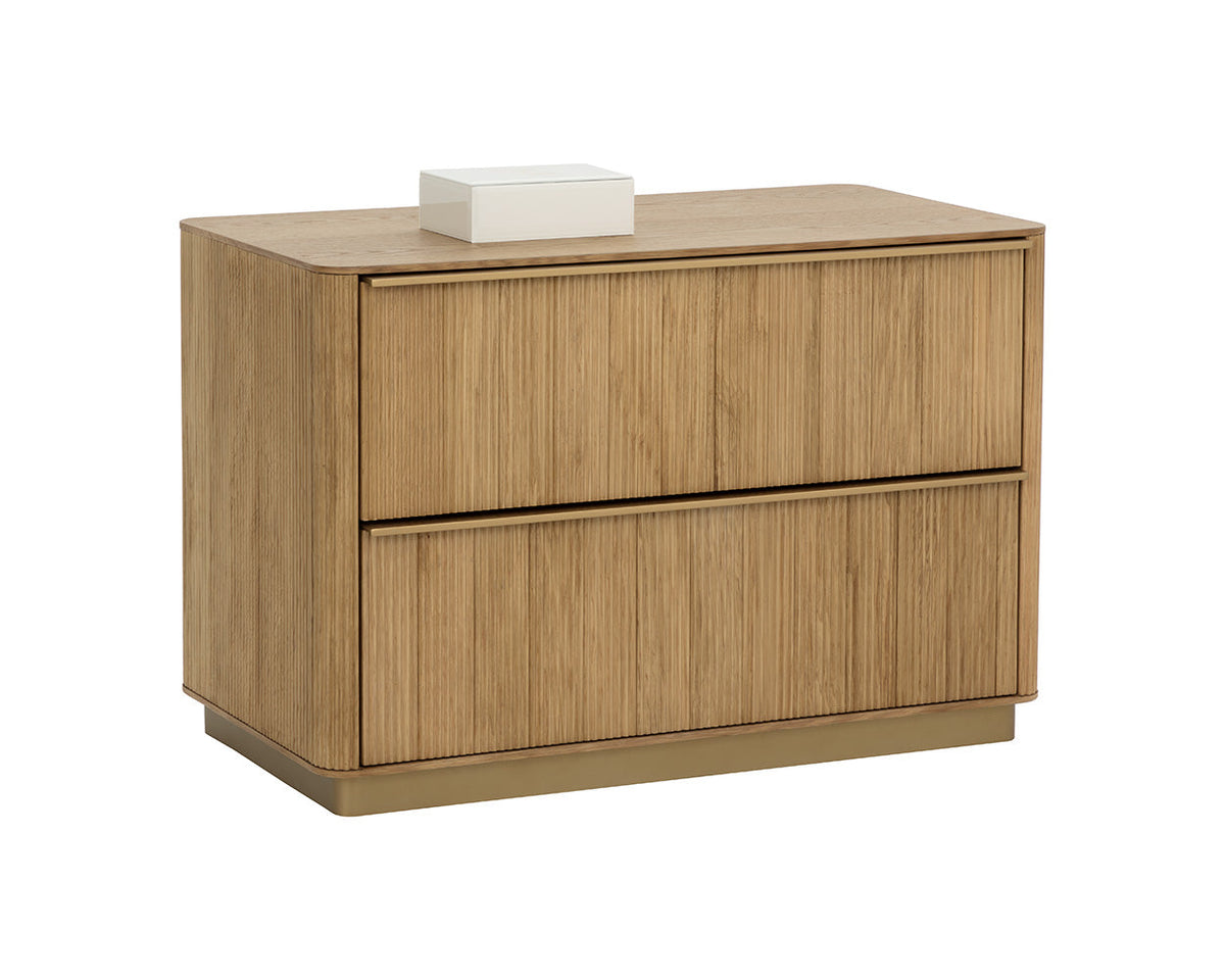 Kalla 36" Large Black Reeded Oak & Brushed Gold Nightstand