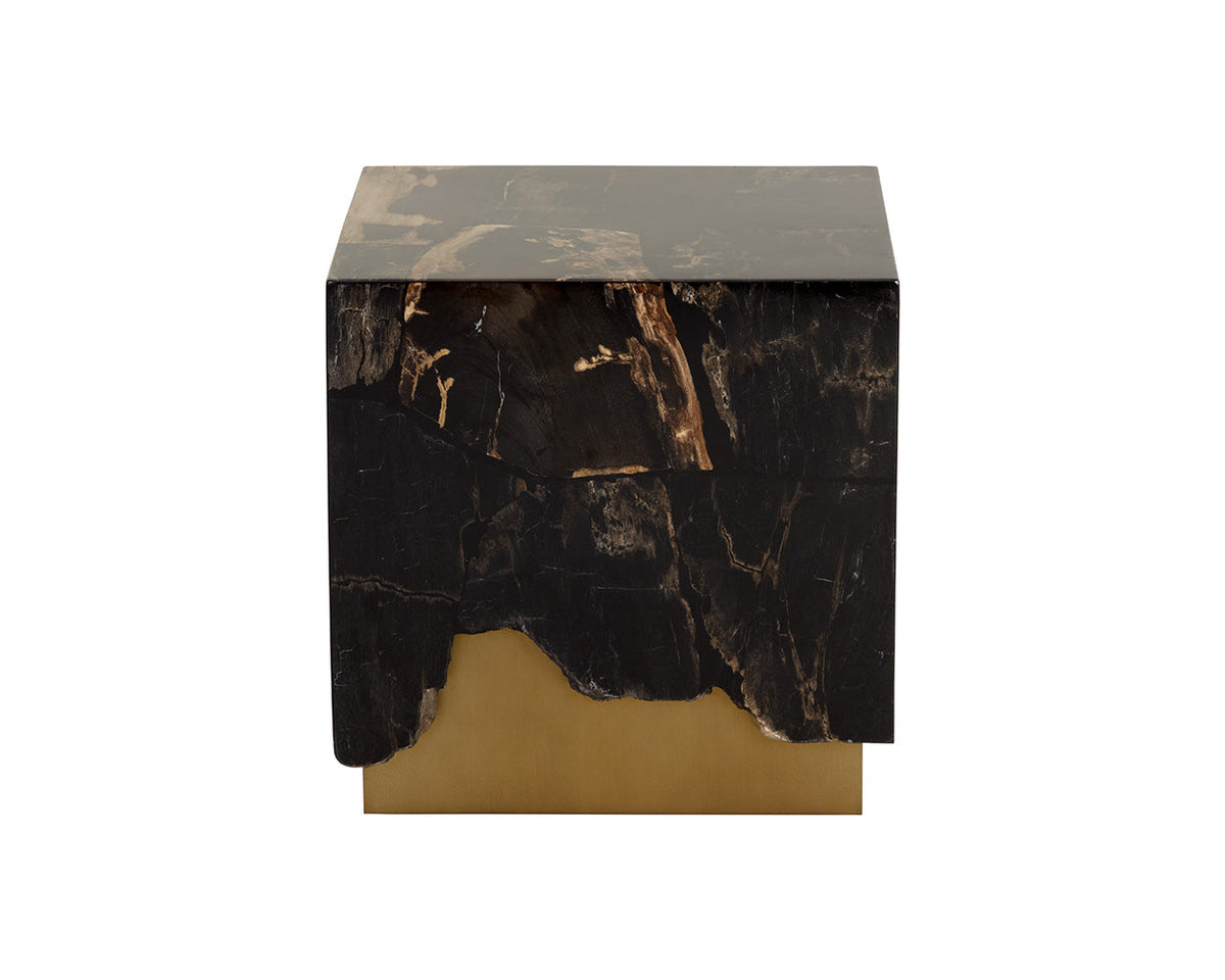 Truett 20" Black Polished Wood & Gold End Table