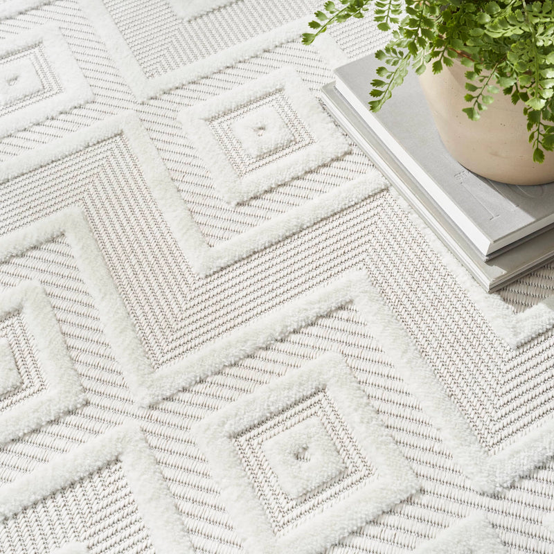 Aericka Indoor/Outdoor Ivory & White Area Rug - Elegance Collection