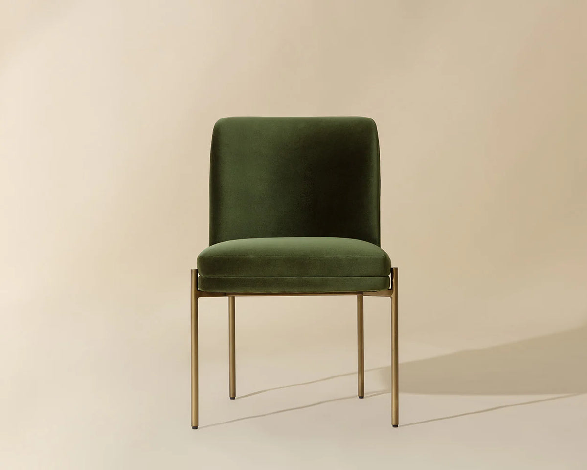 Richie Forest Green Fabric & Antique Brass Dining Chair
