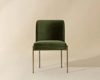 Richie Forest Green Fabric & Antique Brass Dining Chair