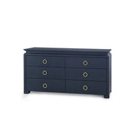 Vani Extra Large Storm Blue Dresser - Round Gold Handles