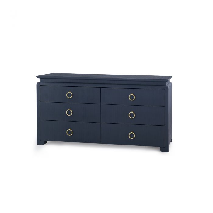 Vani Extra Large Storm Blue Dresser - Round Gold Handles