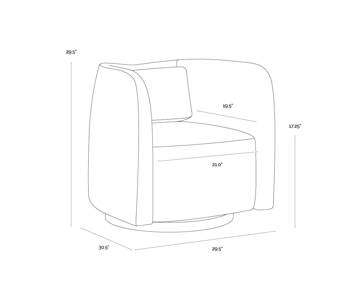 Emilie Caramel Nubuck Leather Swivel Accent Chair