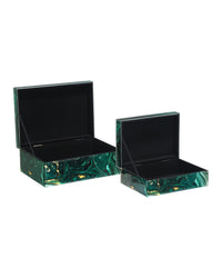 Celestial Green Swirl Boxes (Set of 2)