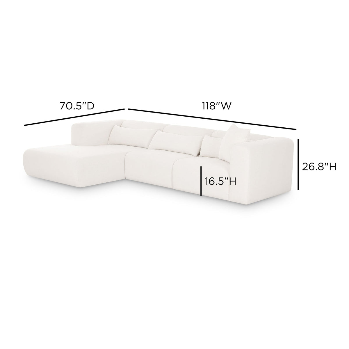 Tereasa 3-Piece Cream Performance Chenille Modular Sectional (RAF & LAF)