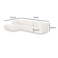 Tereasa 3-Piece Cream Performance Chenille Modular Sectional (RAF & LAF)