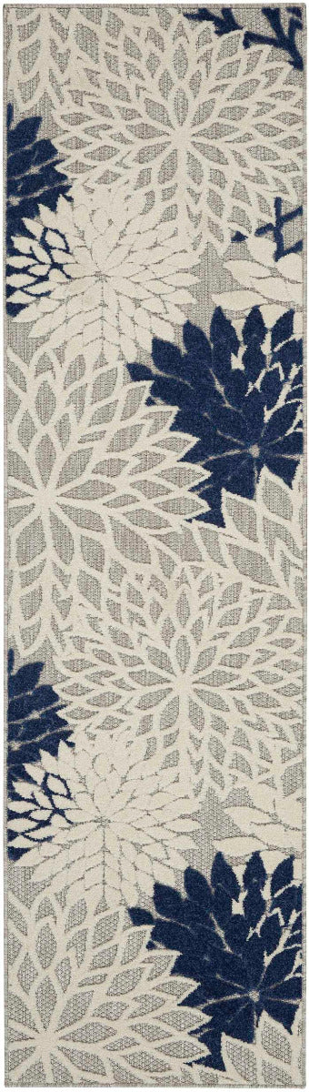 Annitra Indoor/Outdoor Ivory & Navy Area Rug - Elegance Collection