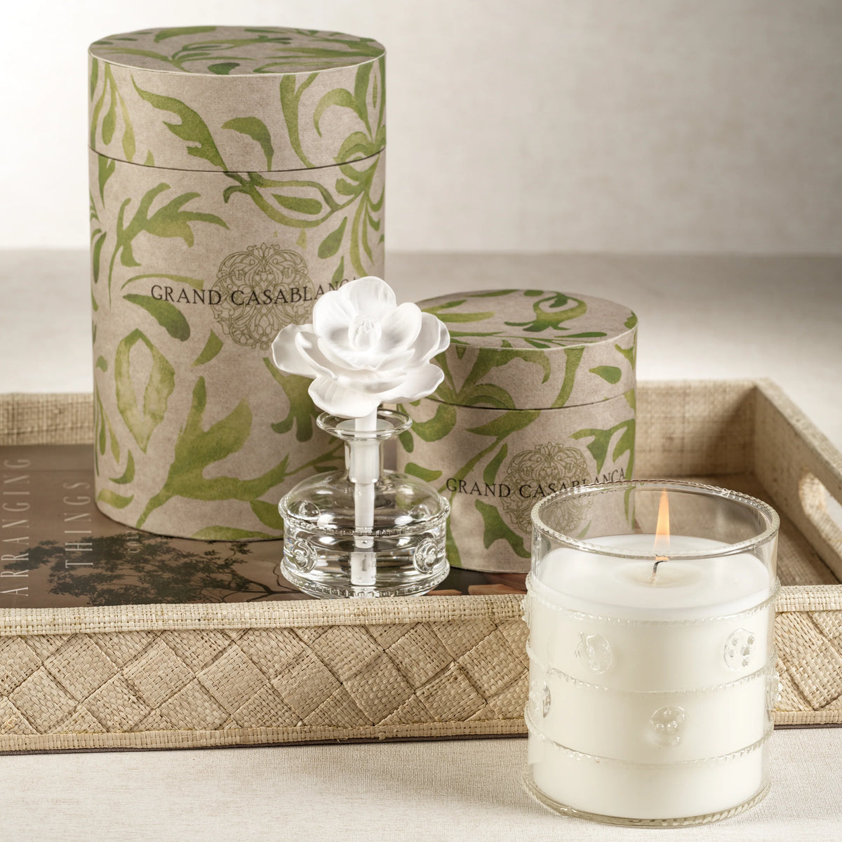 Grand Casablanca Magnolia Petals Porcelain Diffuser - 2 Sizes Avalable (Set of 4)