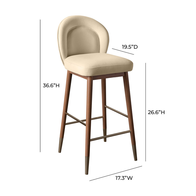 Elouise Cream Velvet Counter Stool - Luxury Living Collection