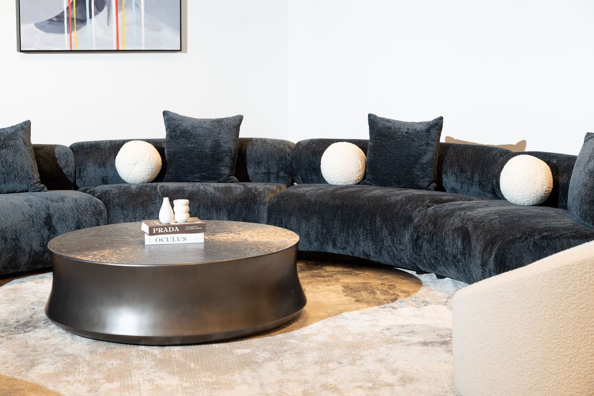 Evelyn 4 Piece Dark Grey Curved Modular Sectional Sofa