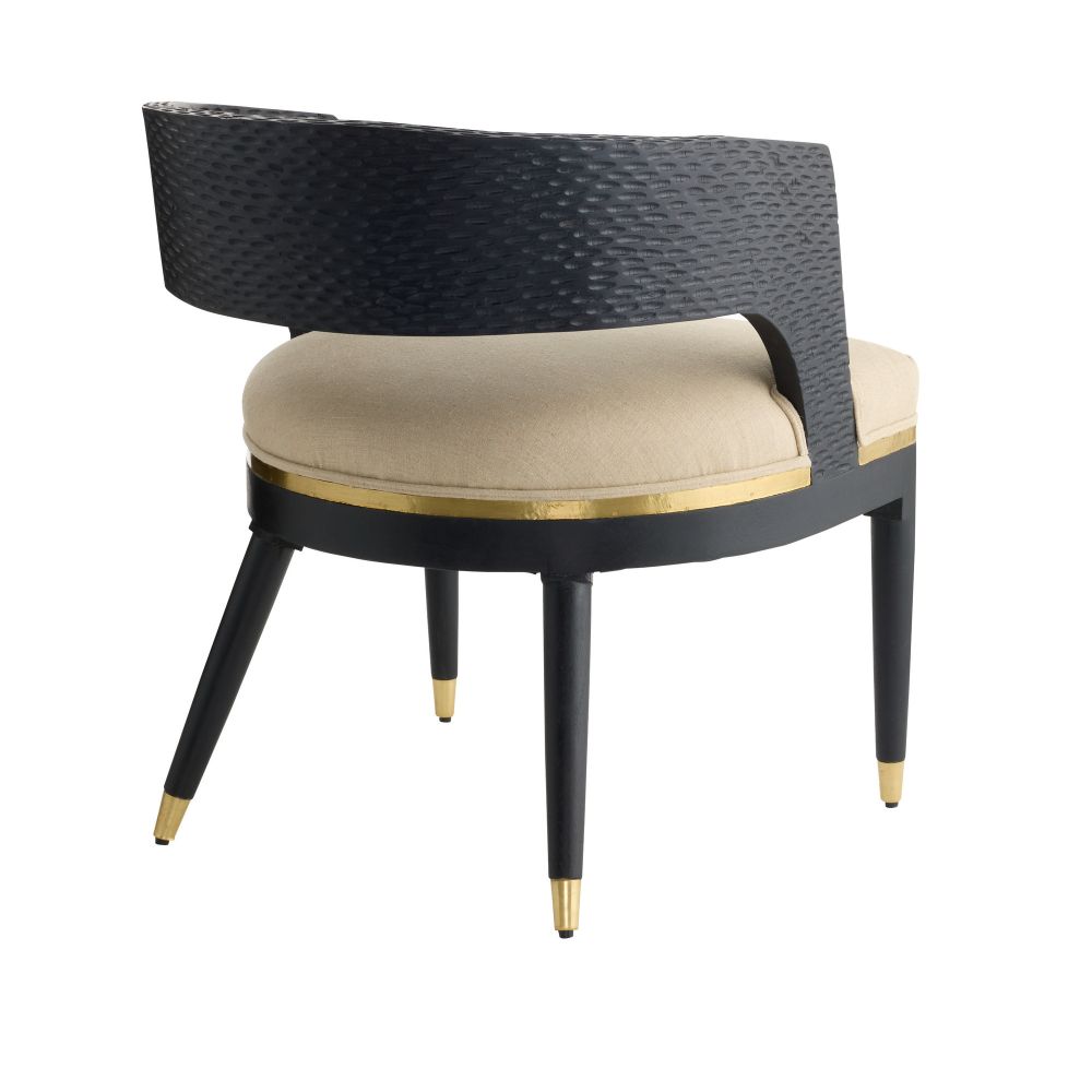Swanson Natural Linen Black & Gold Dining Chair