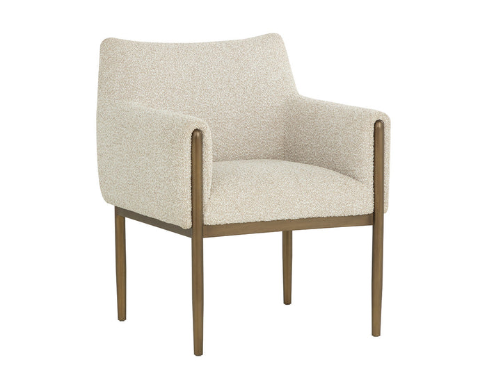 Olea Oatmeal Fabric & Bronze Dining Armchair