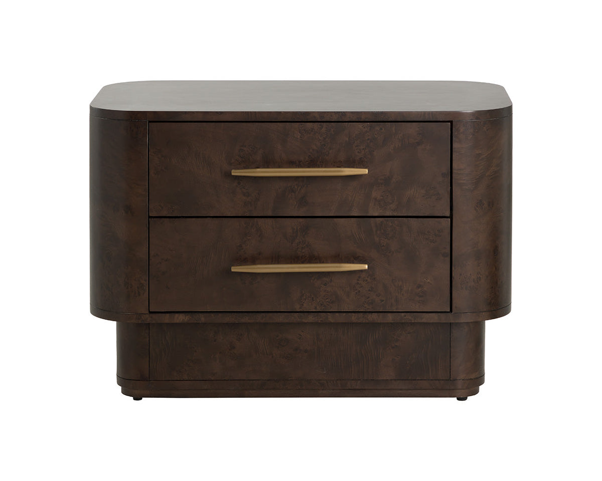Ezekiel 32" Maple Burl Veneer &Gold Nightstand