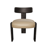 Horton Dark Brown Oak & Sahara Sand Leather Dining Chair (Set of 2)