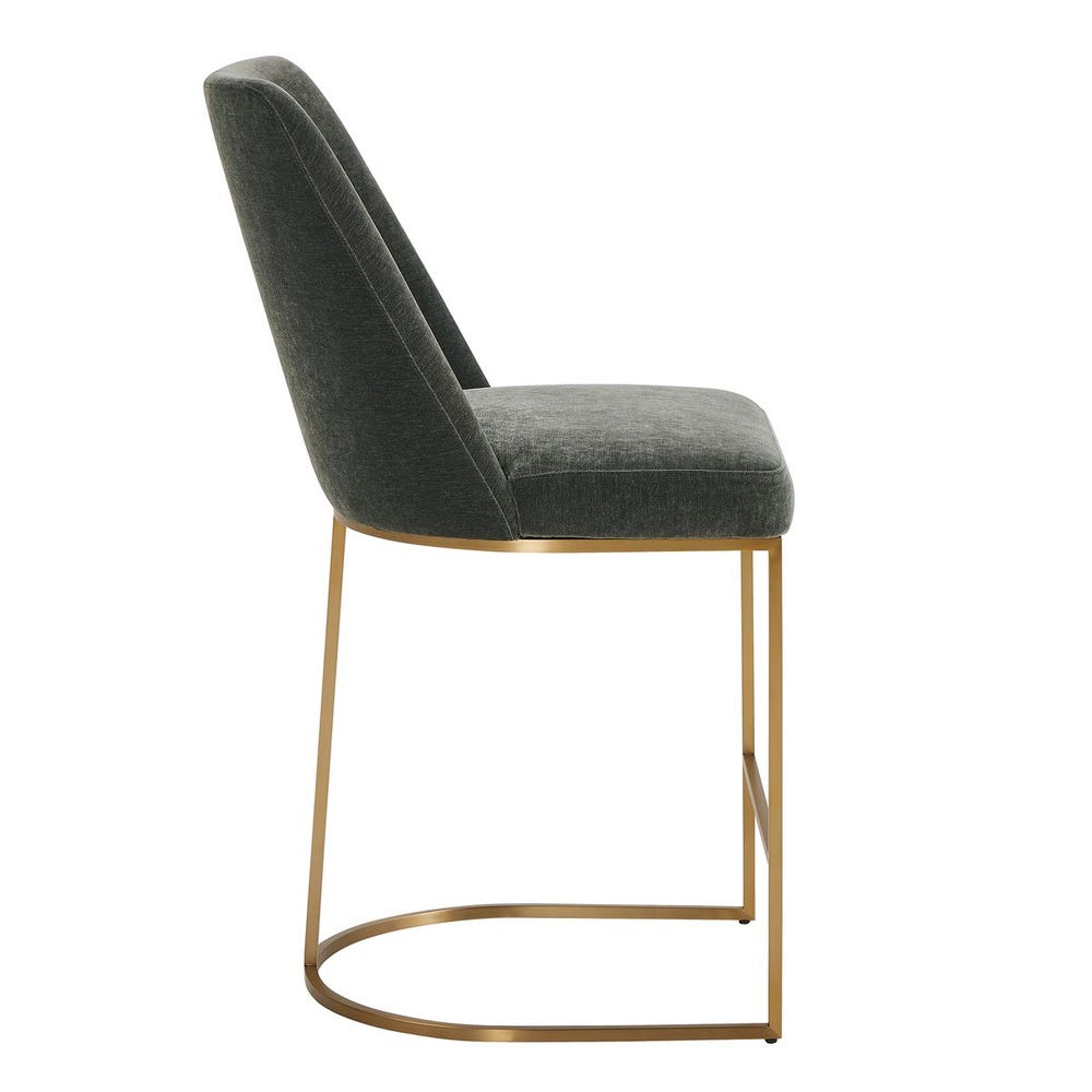 Bianca Sleek Charcoal Velvet  & Brass Counter Stool