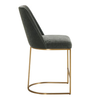 Bianca Sleek Charcoal Velvet  & Brass Counter Stool