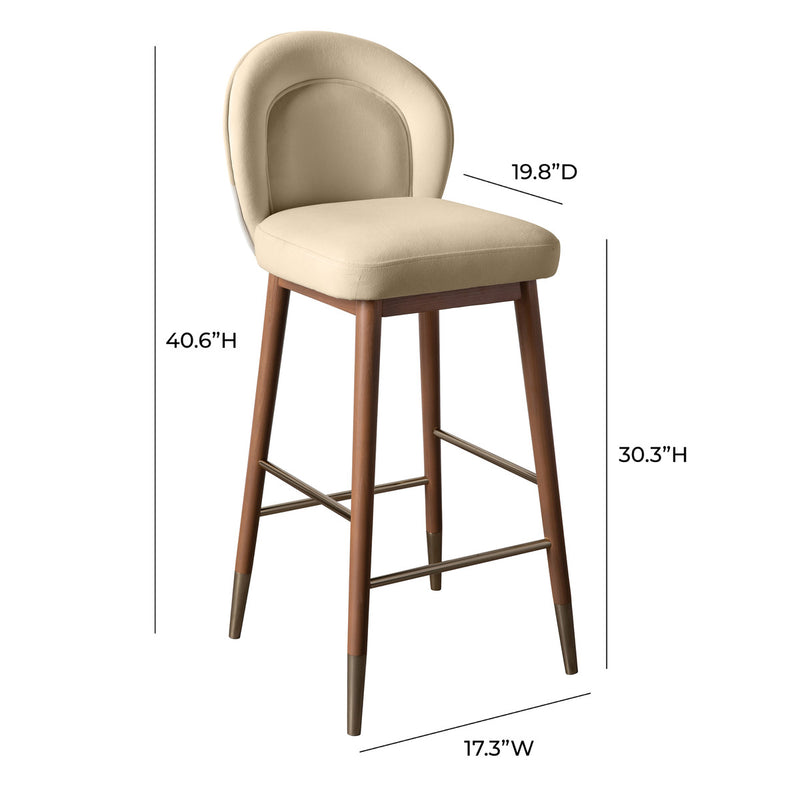 Elouise Cream Velvet Bar Stool - Luxury Living Collection