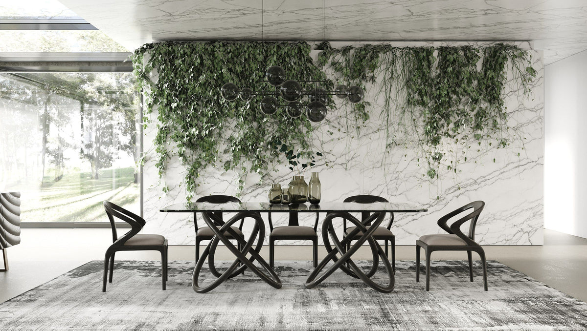 Caroline Modern Glass & Black Ash Dining Table