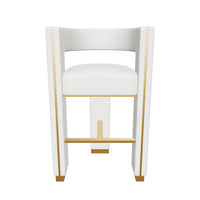 Adamina Light Barley Performance Fabric & Gold Bar Stool