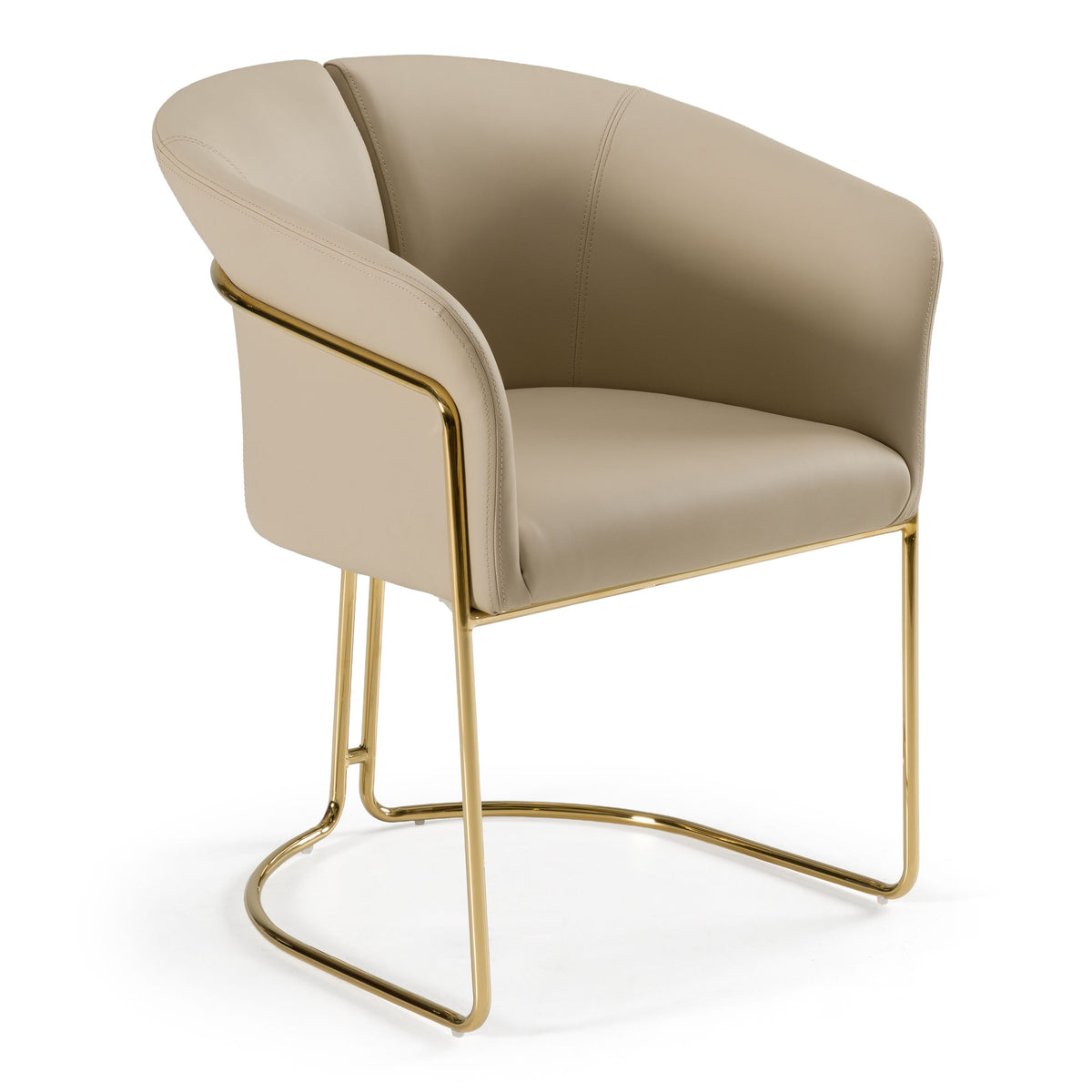 Corita Beige Vegan Leather + Champagne Gold Dining Chair