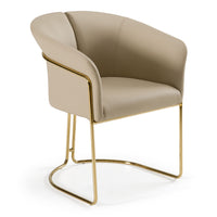 Corita Beige Vegan Leather + Champagne Gold Dining Chair