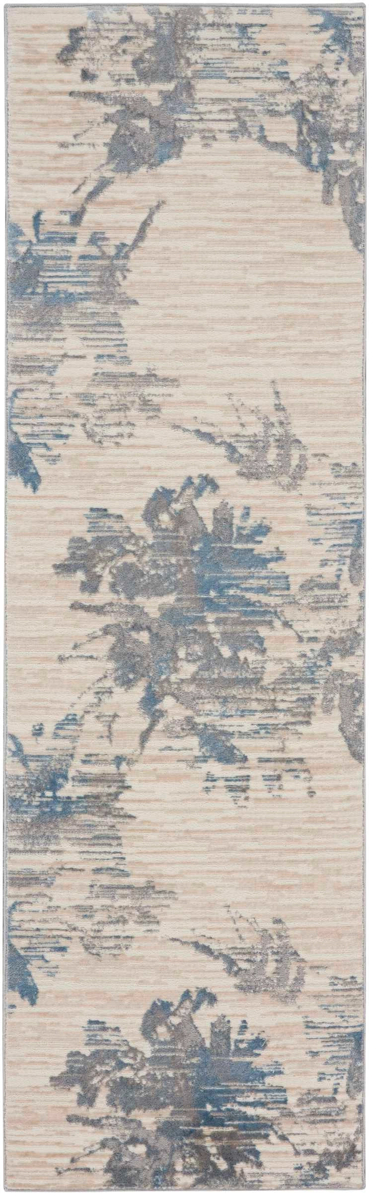 Eloise Abstract Floral Ivory, Grey & Blue Area Rug