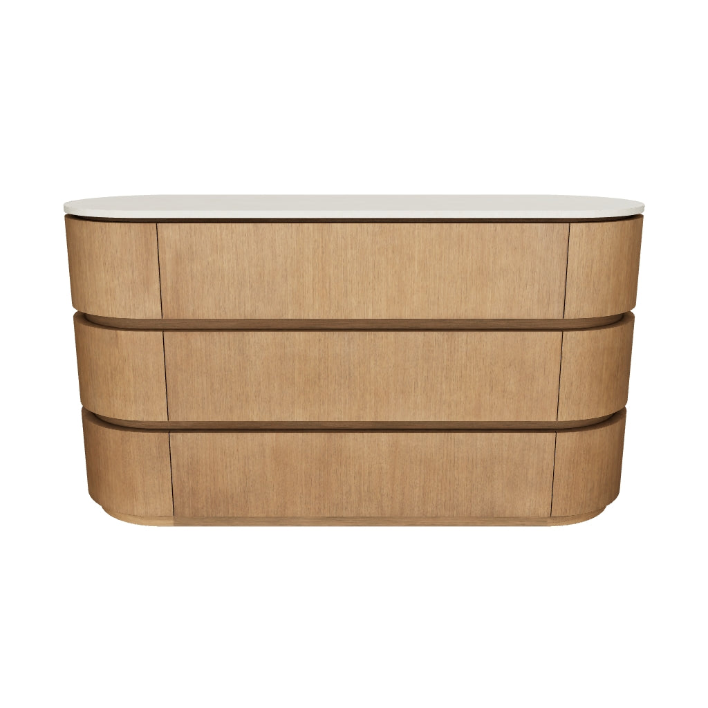Caldora 59" Oak Veneer & Marble Top Dresser
