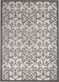 Annitra Indoor/Outdoor Grey Charcoal Vines Design Area Rug - Elegance Collection