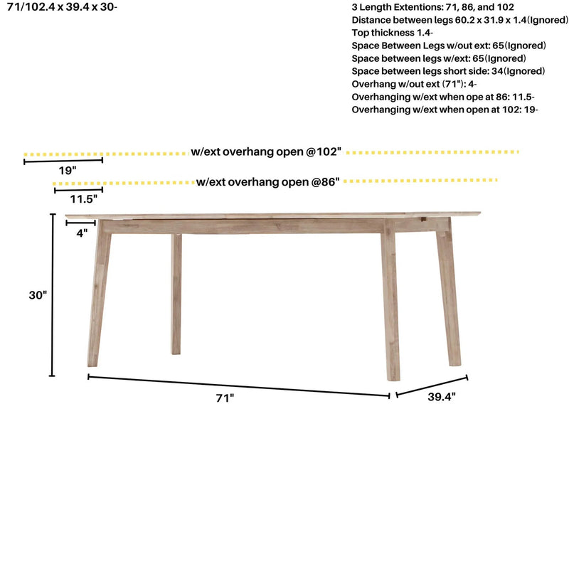 Emma 71"-102" Extension Dining Table