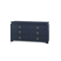 Vani Extra Large Storm Blue Dresser - Square Gold Handles