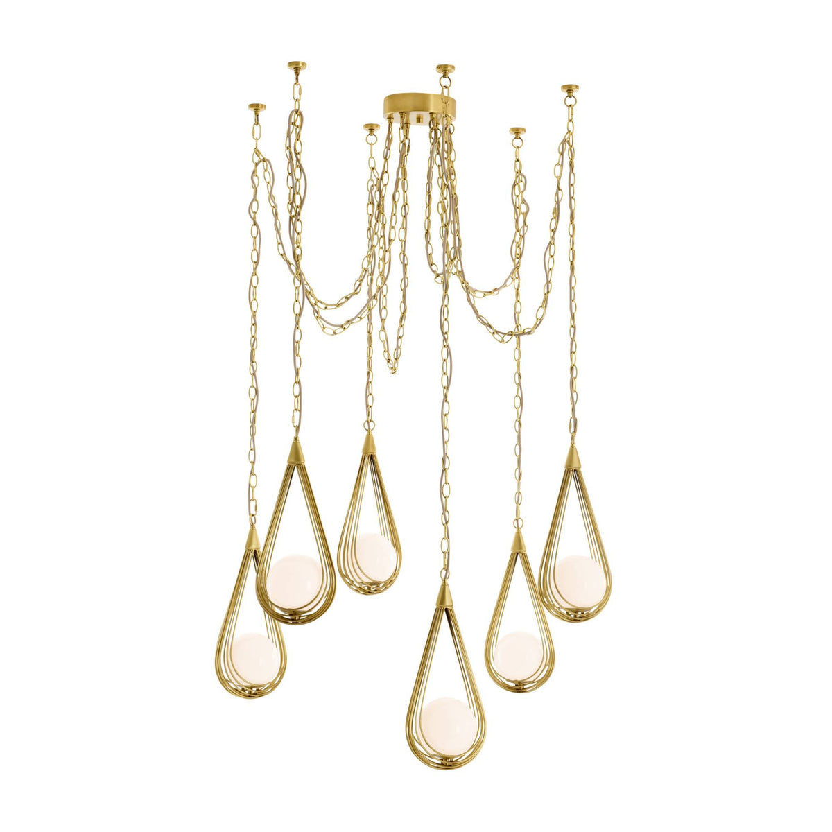 Ova 38.5" Antique Brass Multi-Drop Chandelier