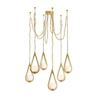 Ova 38.5" Antique Brass Multi-Drop Chandelier