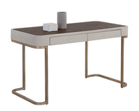 Jamille Cream Faux Leather & Gold Desk