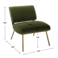 Loly Green Velvet & Gold Accent Chair