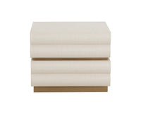 Subira Cream Faux Leather & Wood, Gold Nightstand