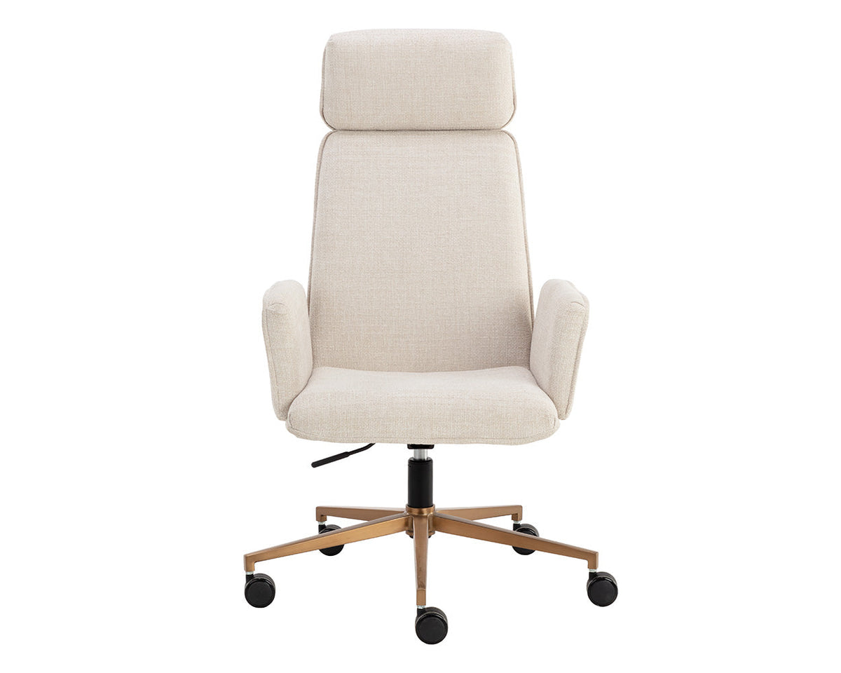 Kalev Cream Plush Fabric & Gold Desk Chair