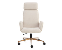 Kalev Cream Plush Fabric & Gold Desk Chair